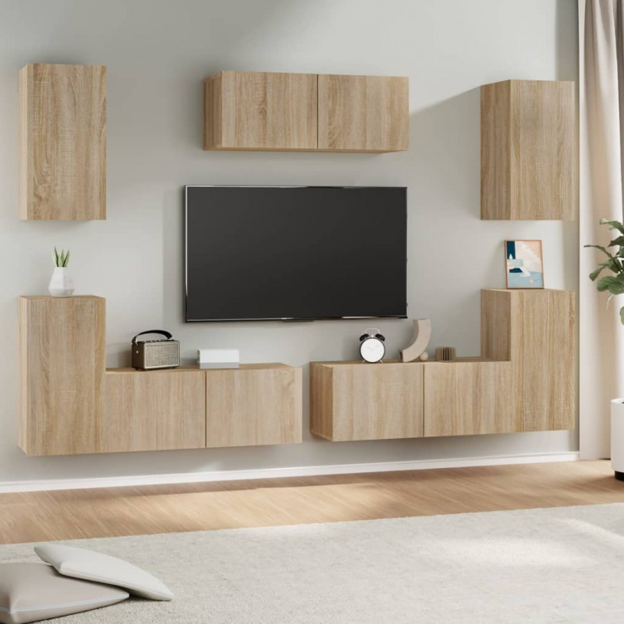 Ensemble de meubles TV 7 pcs Chêne sonoma Bois d'ingénierie