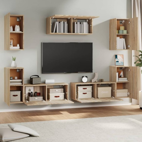 Ensemble de meubles TV 7 pcs Chêne sonoma Bois d'ingénierie