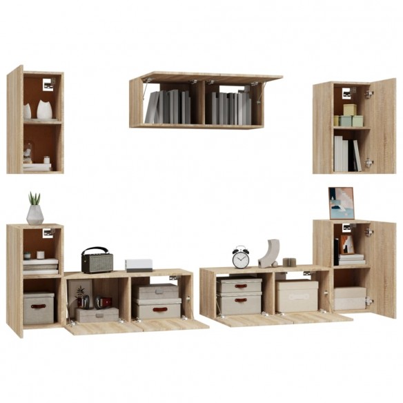 Ensemble de meubles TV 7 pcs Chêne sonoma Bois d'ingénierie