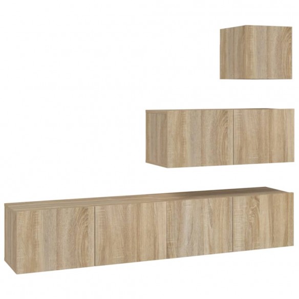 Ensemble de meubles TV 4 pcs Chêne sonoma Bois d'ingénierie