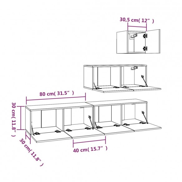 Ensemble de meubles TV 4 pcs Chêne sonoma Bois d'ingénierie