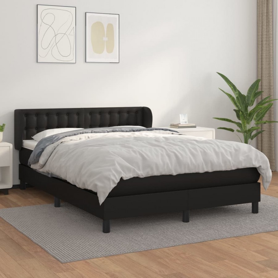 Cadre de lit avec matelas Noir 140x190 cm Similicuir