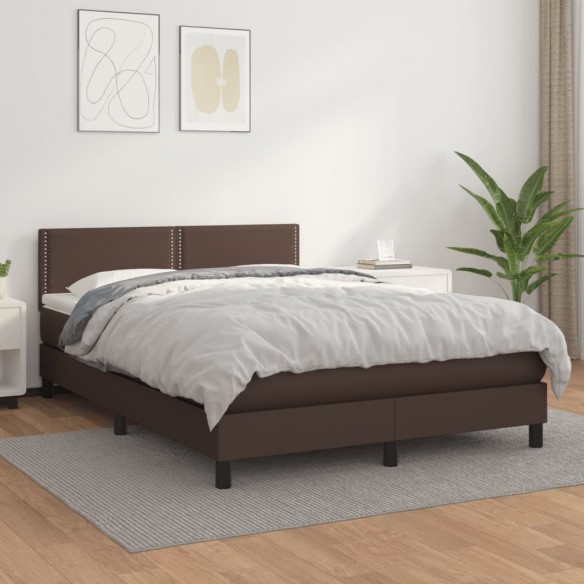 Sommier à lattes de lit avec matelas Marron 140x190 cm
