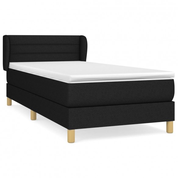 Cadre de lit avec matelas Noir 90x190 cm Tissu