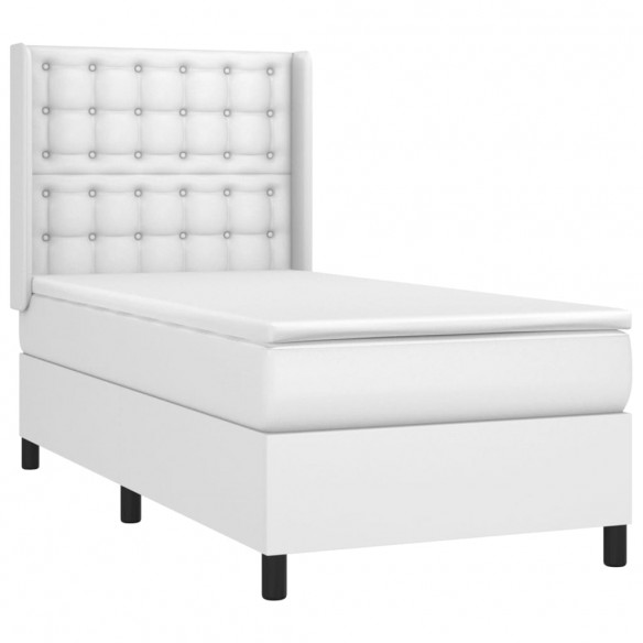 Sommier à lattes de lit matelas LED Blanc 90x190cm Similicuir