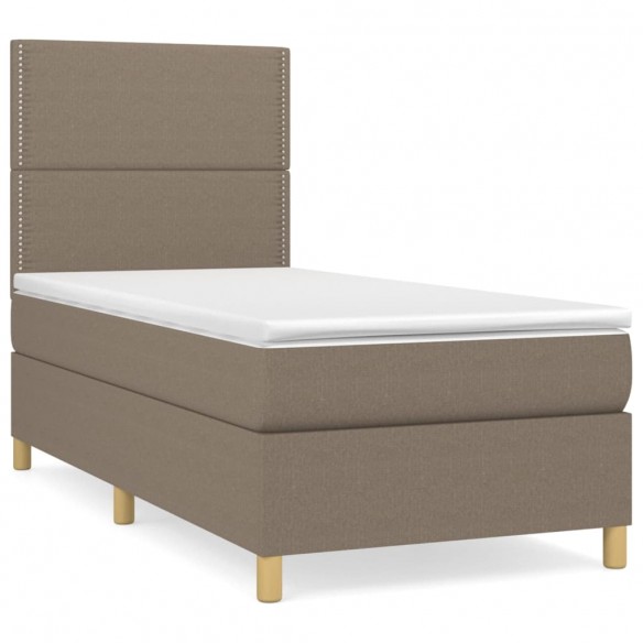 Cadre de lit avec matelas Taupe 90x200 cm Tissu