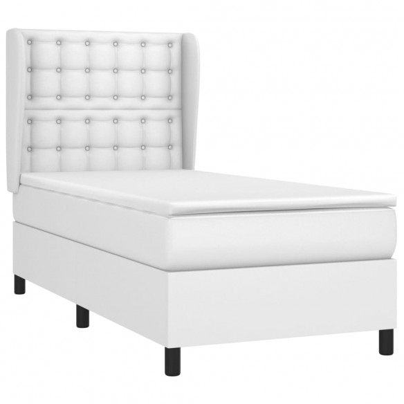 Cadre de lit avec matelas Blanc 90x190 cm Similicuir