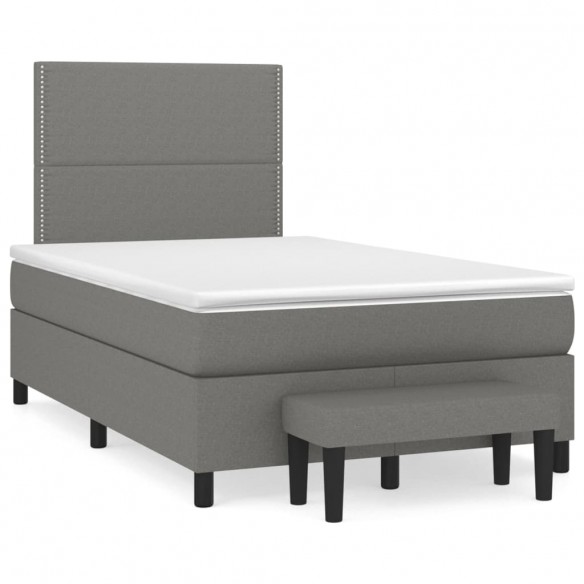 Cadre de lit avec matelas Gris foncé 120x200cm Tissu