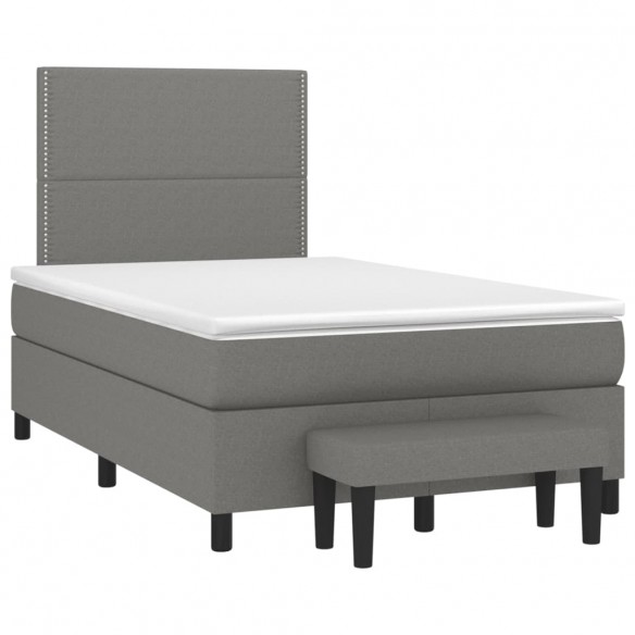 Cadre de lit avec matelas Gris foncé 120x200cm Tissu