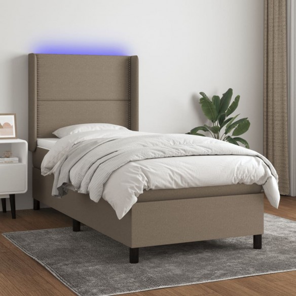 Cadre de lit matelas LED Taupe 90x190 cm Tissu