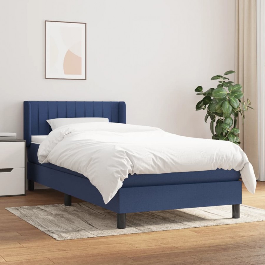 Sommier à lattes de lit avec matelas Bleu 80x200 cm Tissu