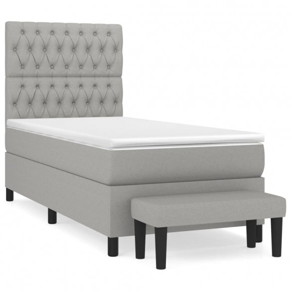 Cadre de lit et matelas Gris clair 90x190 cm Tissu