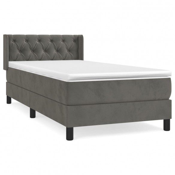 Cadre de lit et matelas Gris foncé 80x200 cm Velours