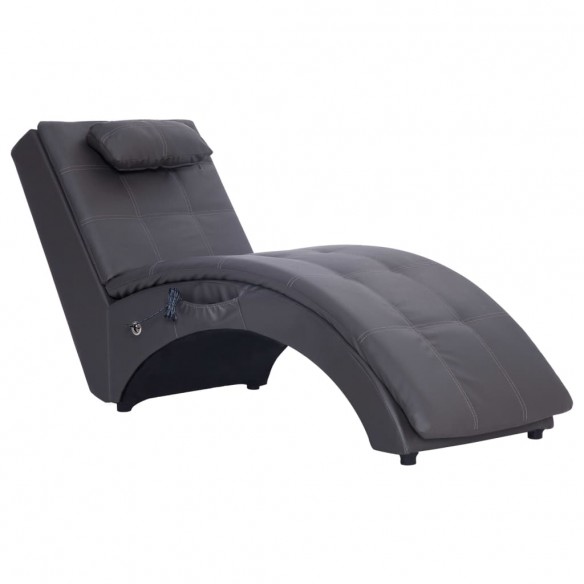 Chaise longue de massage avec oreiller Gris Similicuir