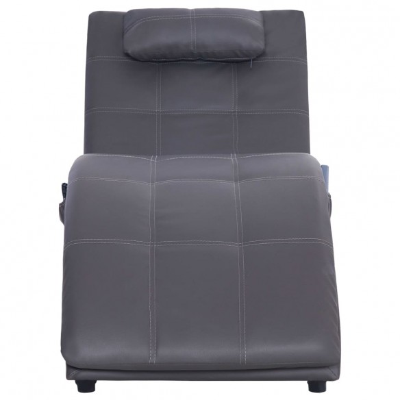 Chaise longue de massage avec oreiller Gris Similicuir