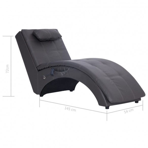 Chaise longue de massage avec oreiller Gris Similicuir