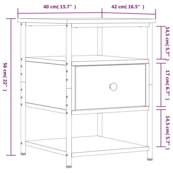 Table de chevet chêne marron 40x42x56 cm bois d'ingénierie