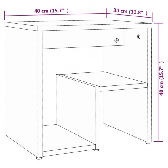 Table de chevet Chêne fumé 40x30x40 cm Bois d'ingénierie