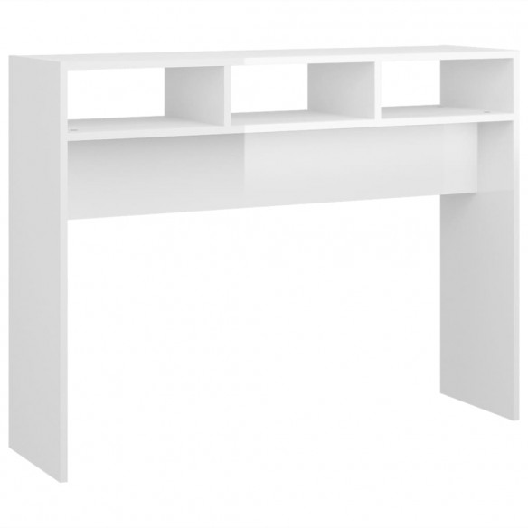 Table console Blanc brillant 105x30x80 cm Aggloméré