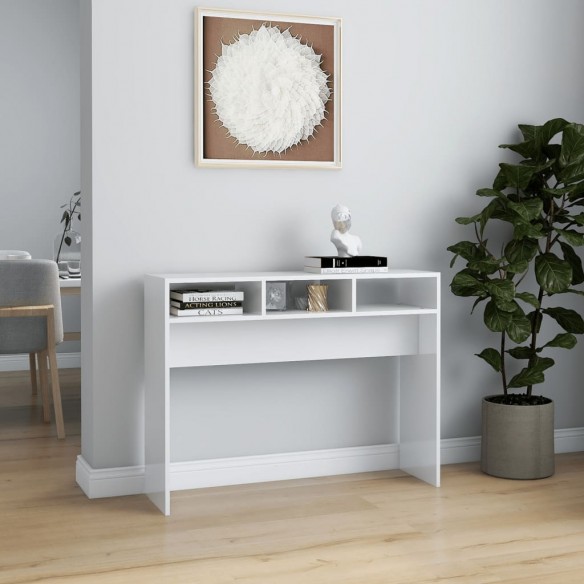 Table console Blanc brillant 105x30x80 cm Aggloméré