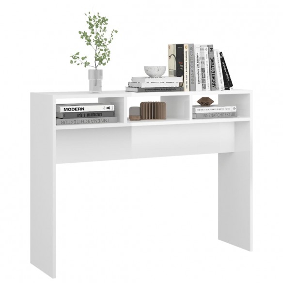 Table console Blanc brillant 105x30x80 cm Aggloméré