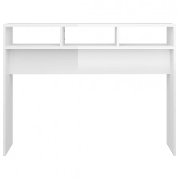 Table console Blanc brillant 105x30x80 cm Aggloméré