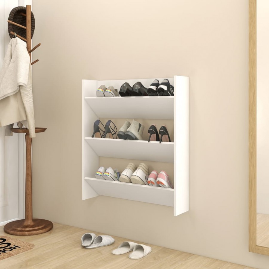 Armoire à chaussures murale Blanc 80x18x90 cm Aggloméré