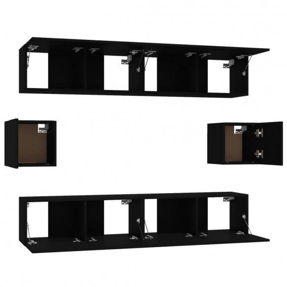 Ensemble de meubles TV 6 pcs Noir Bois d'ingénierie