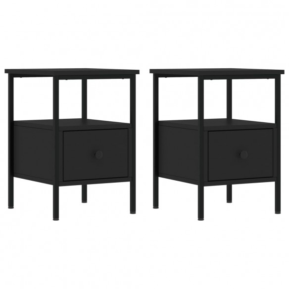 Tables de chevet 2 pcs noir 34x36x50 cm bois d’ingénierie