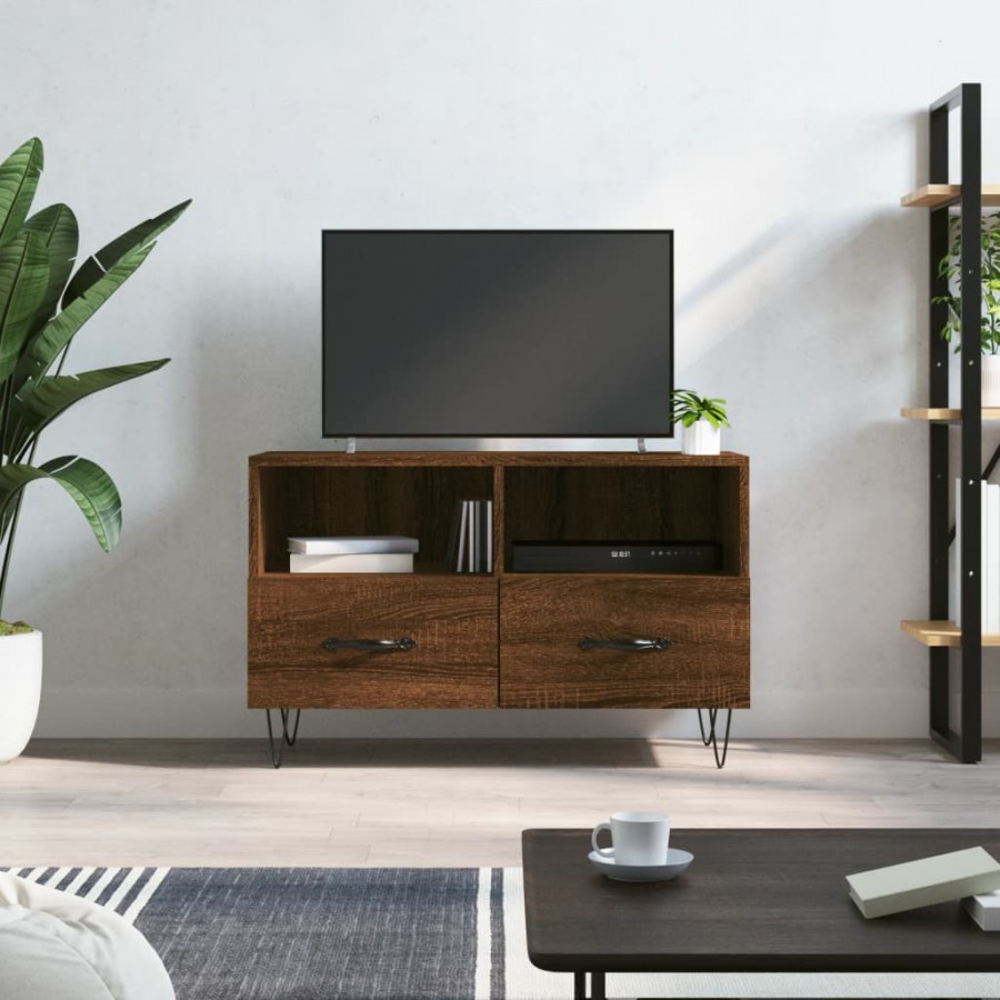 Meuble TV Chêne marron 80x36x50 cm Bois d'ingénierie