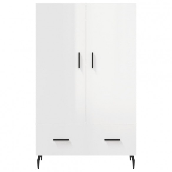 Buffet haut blanc brillant 69,5x31x115 cm bois d'ingénierie