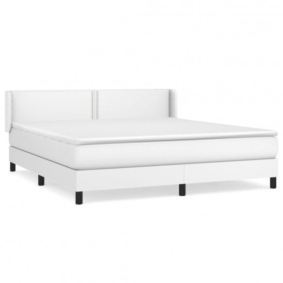 Cadre de lit avec matelas Blanc 180x200cm Similicuir