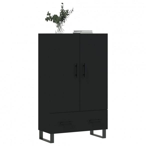 Buffet haut noir 69,5x31x115 cm bois d'ingénierie