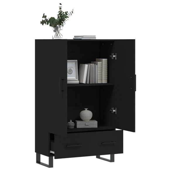 Buffet haut noir 69,5x31x115 cm bois d'ingénierie