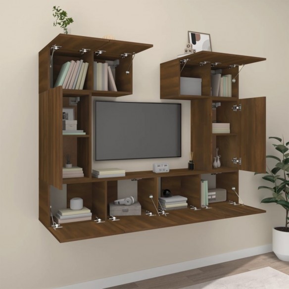 Ensemble de meubles TV 6 pcs Chêne marron Bois d'ingénierie