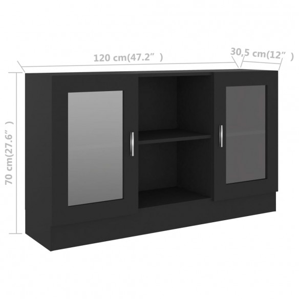Armoire à vitrine Noir 120x30,5x70 cm Aggloméré
