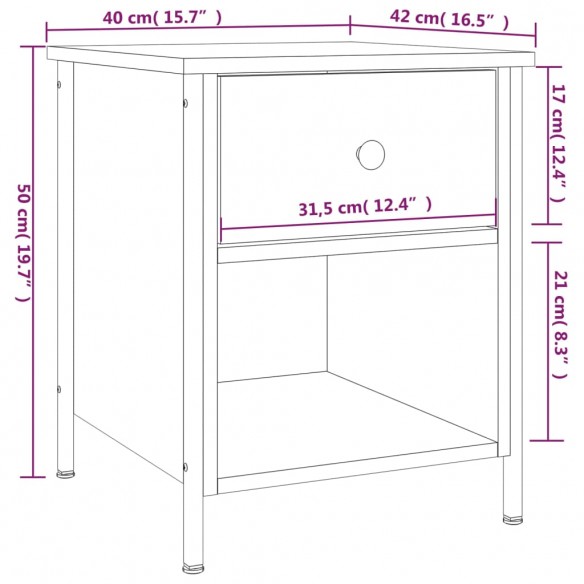 Table de chevet chêne sonoma 40x42x50 cm bois d'ingénierie