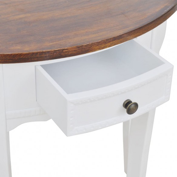Table console avec tiroir et dessus de table marron Demi-ronde
