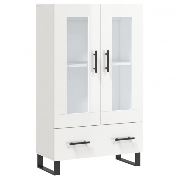 Buffet haut blanc brillant 69,5x31x115 cm bois d'ingénierie