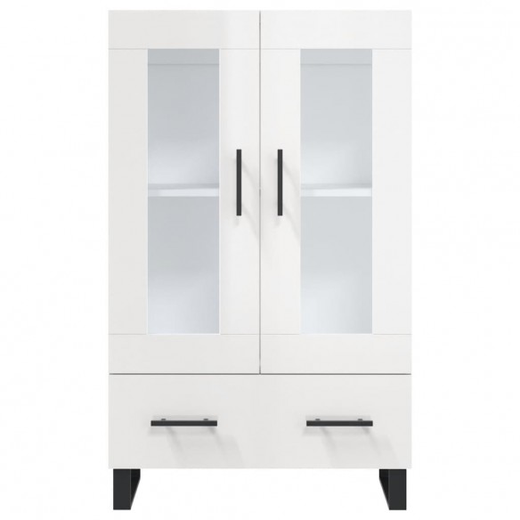 Buffet haut blanc brillant 69,5x31x115 cm bois d'ingénierie