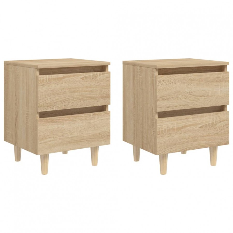 Tables de chevet pieds en pin 2 pcs Chêne sonoma 40x35x50 cm