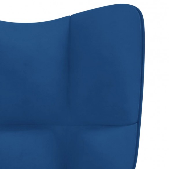 Chaise à bascule avec repose-pied Bleu Velours