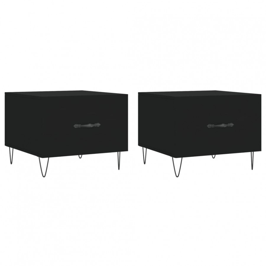 Tables basses 2 pcs noir 50x50x40 cm bois d'ingénierie Tables basses 2 pcs noir 50x50x40 cm bois d'ingénierie