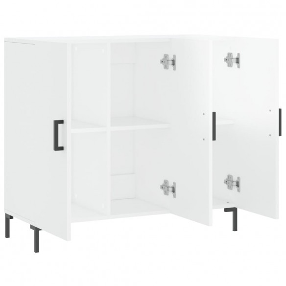 Buffet blanc brillant 90x34x80 cm bois d'ingénierie