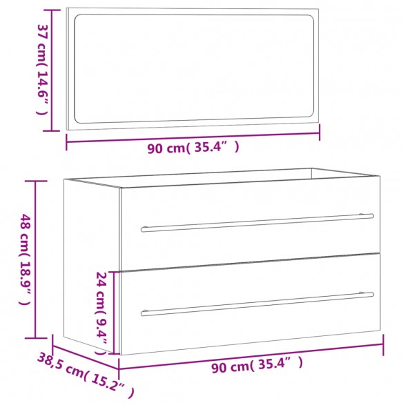 Armoire de salle de bain avec miroir blanc bois d'ingénierie