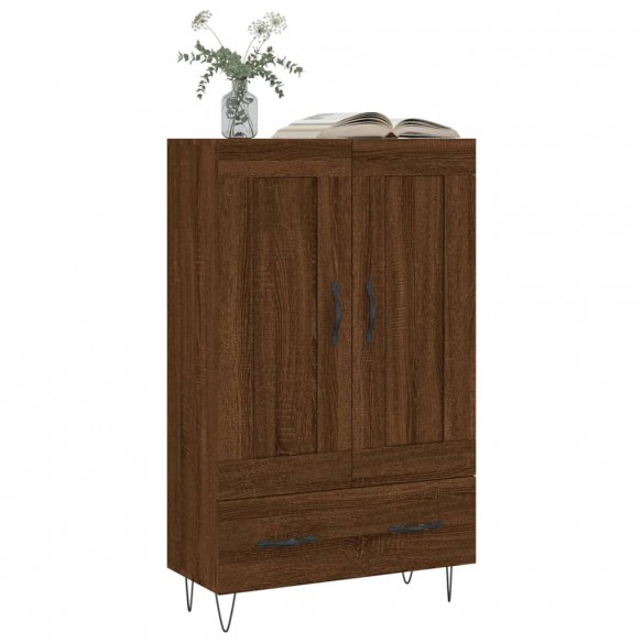 Buffet haut chêne marron 69,5x31x115 cm bois d'ingénierie