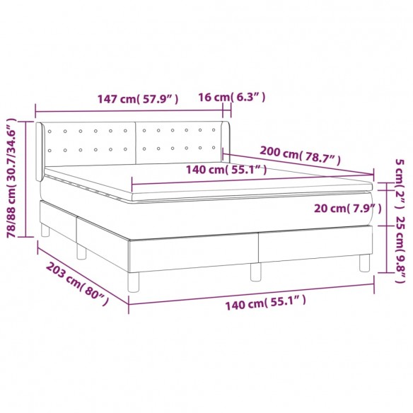 Cadre de lit avec matelas Noir 140x200 cm Similicuir