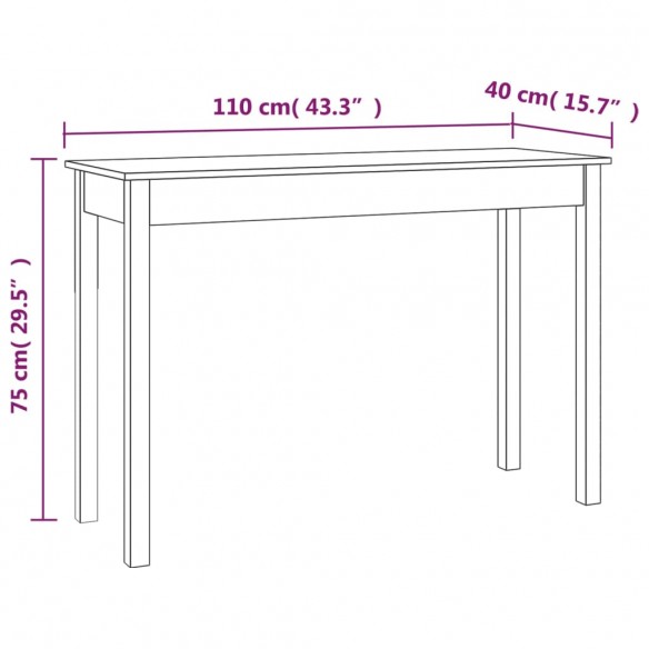 Table console Blanc 110x40x75 cm Bois massif de pin