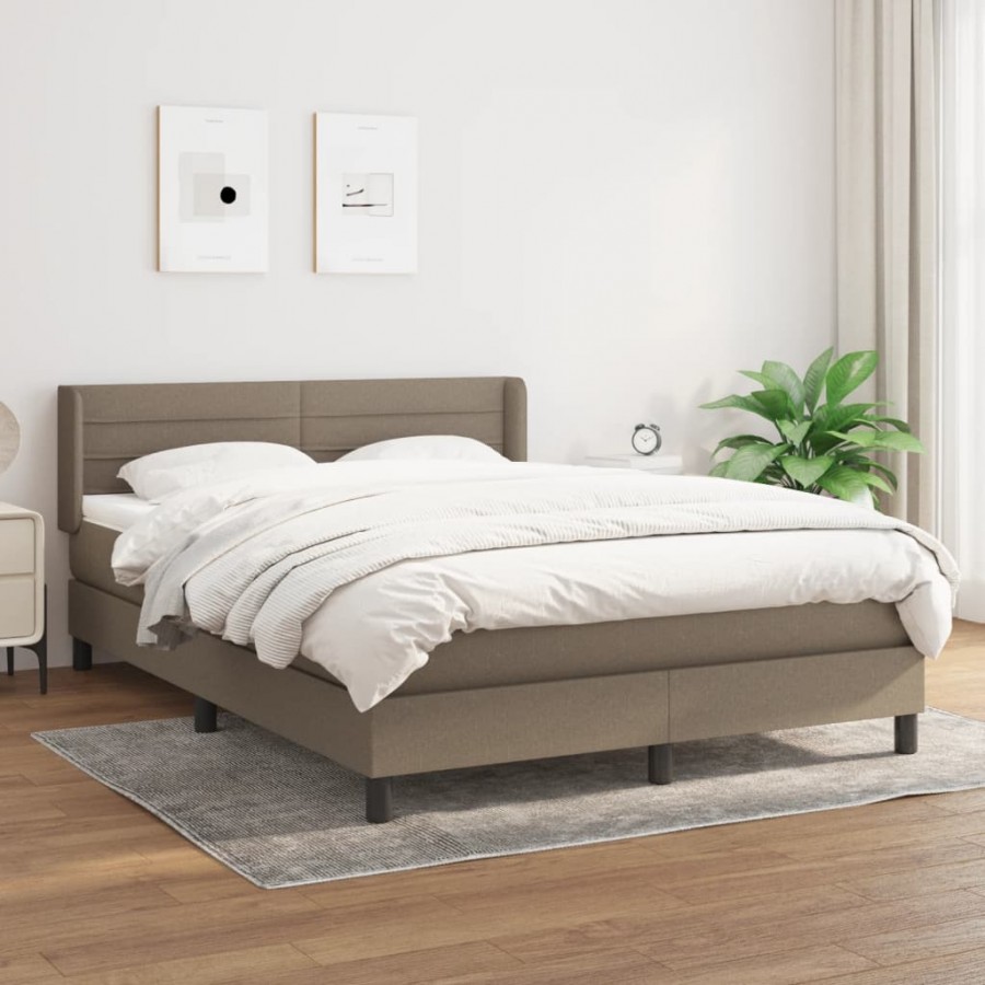 Cadre de lit avec matelas Taupe 140x190 cm Tissu