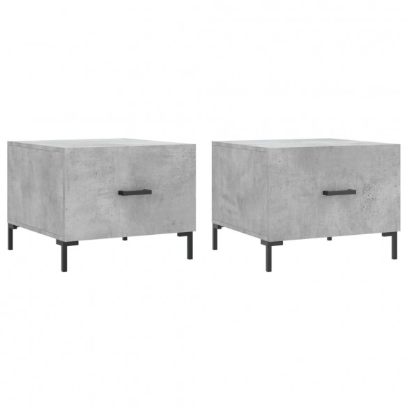 Tables basses 2 pcs gris béton 50x50x40 cm bois d'ingénierie